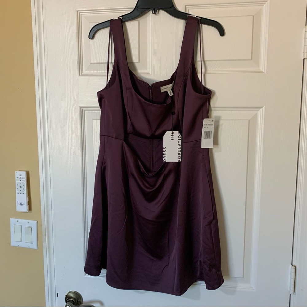 NWT Dress the Population Sleeveless‎ Cut Out Midnight Plum Mini Dress Size XL